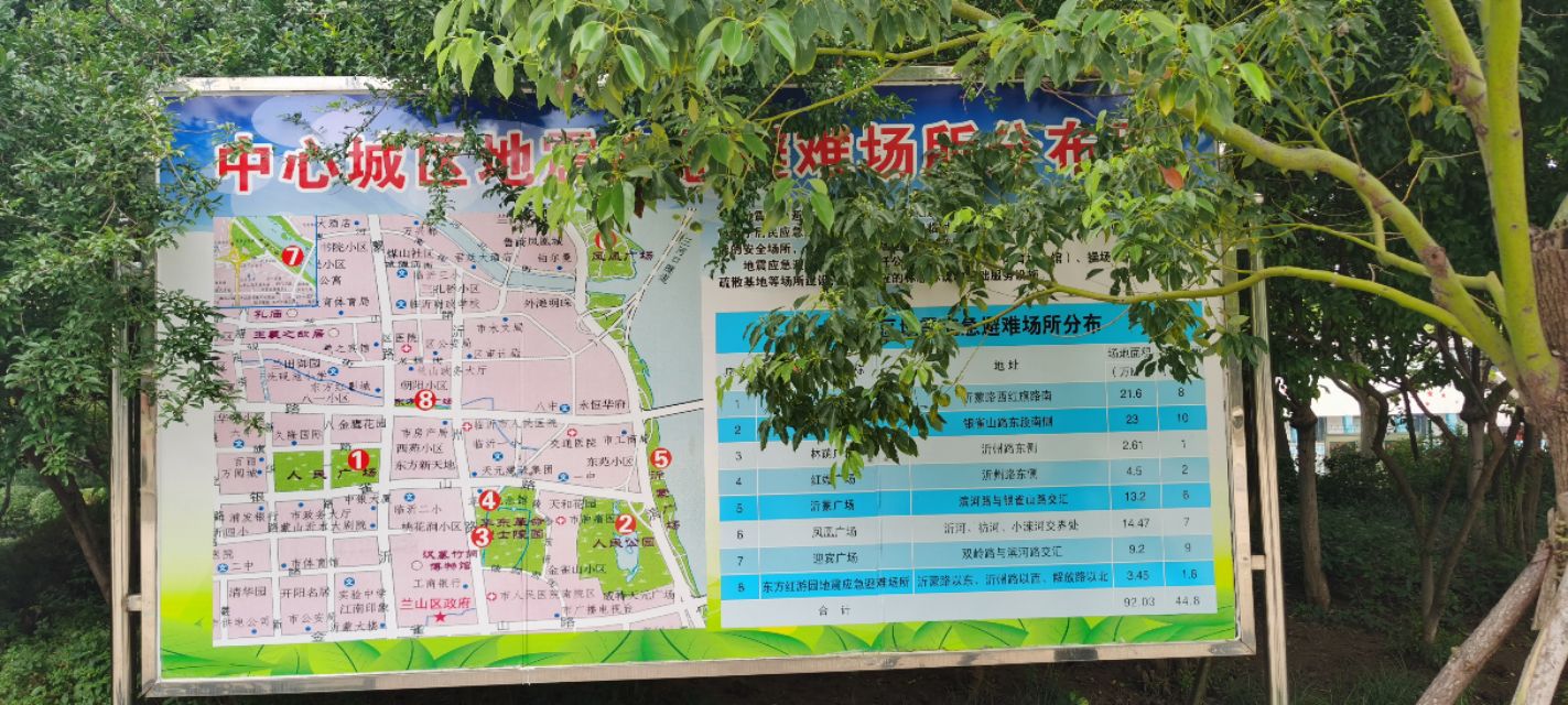 临沂中心城区地震灾难应急避难场所