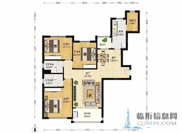 恒大绿洲大三室两卫一口价85