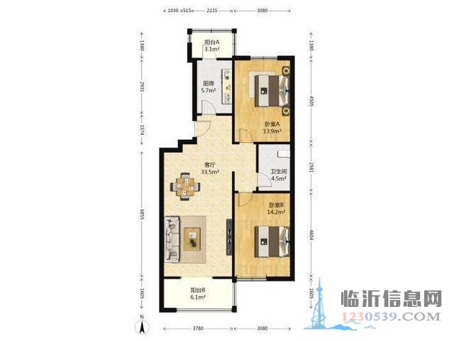 观人民广场，奥斯卡上品公馆2室2厅1卫实拍图