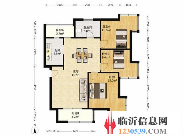 真实图片 省税精装市政供暖 凤凰城三期 位置好 大三室