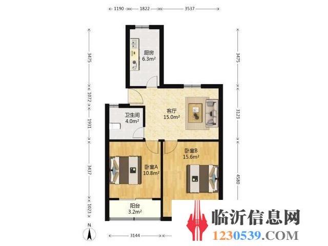 精装修证过二，荣华园2室1厅1卫好楼层价格可谈诚心出售